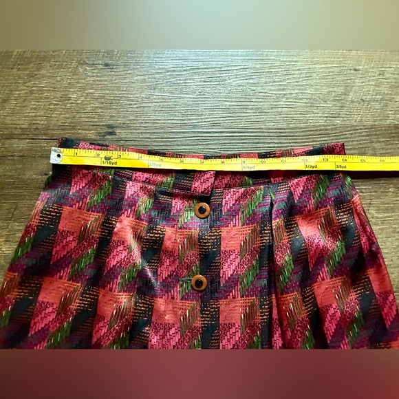 CARLISE vintage 100% silk skirt pleated pink houndstooth button front sz 12 MINT - Picture 7 of 14
